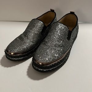 Women’s black & silver blingy slip on size 10
